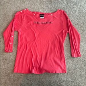 Harley Davidson Stubbs Houston Texas embroidered logo buttoned L/S boat neck XL